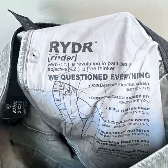 Kühl‎ Vintage Patina Dye Gray Rydr Jean Pants- Men's Size 30x32 - Picture 7 of 7